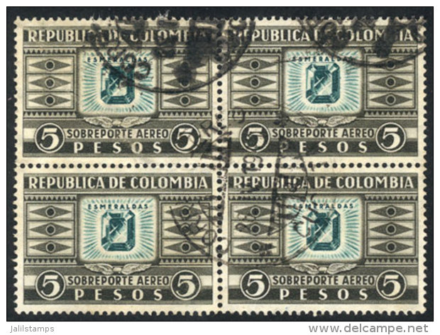 Sc.C79, 1929/32 5P. In Used Block Of 4, High Value Of The Set, VF Quality, Rare! - Colombie