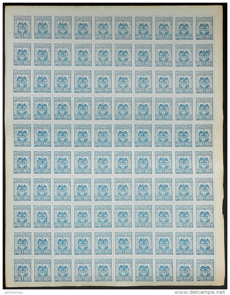 Yvert 123, Complete Sheet Of 100 Unmounted Stamps, Superb Quality, Rare! - Colombie