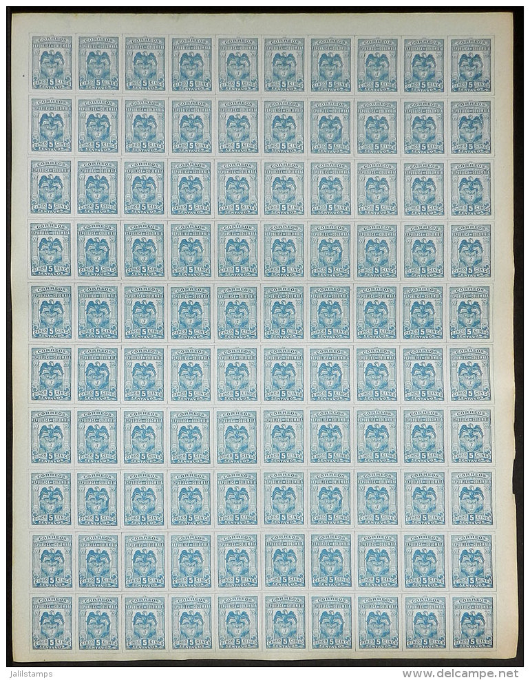 Yvert 123, Complete Sheet Of 100 Unmounted Stamps, Superb Quality, Rare! - Kolumbien