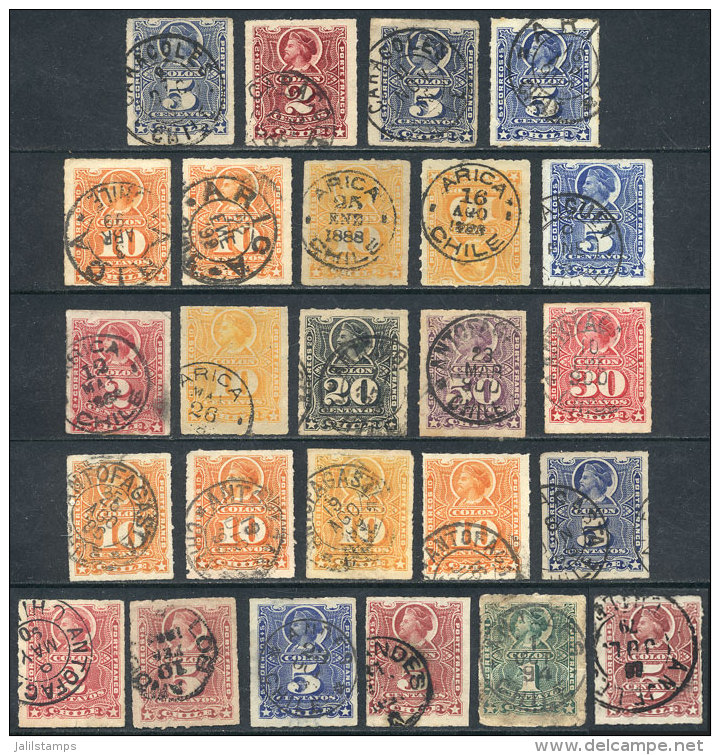 More Than 90 Old Stamps, Most With Interesting And Rare Cancels, Very Interesting Lot To The Specialist, LOW START! - Chili