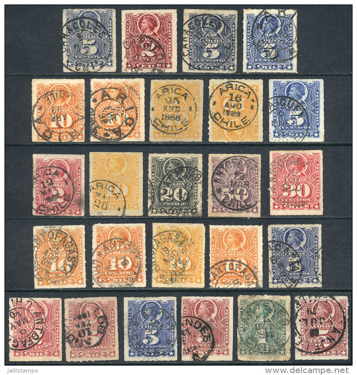 More Than 90 Old Stamps, Most With Interesting And Rare Cancels, Very Interesting Lot To The Specialist, LOW START! - Chile