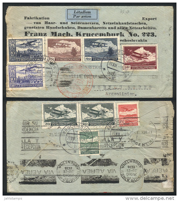 Airmail Cover Sent From Krucemburk To Argentina On 20/DE/1938, By Germany DLH, With Large Postage Of 47.50K., VF... - Autres & Non Classés