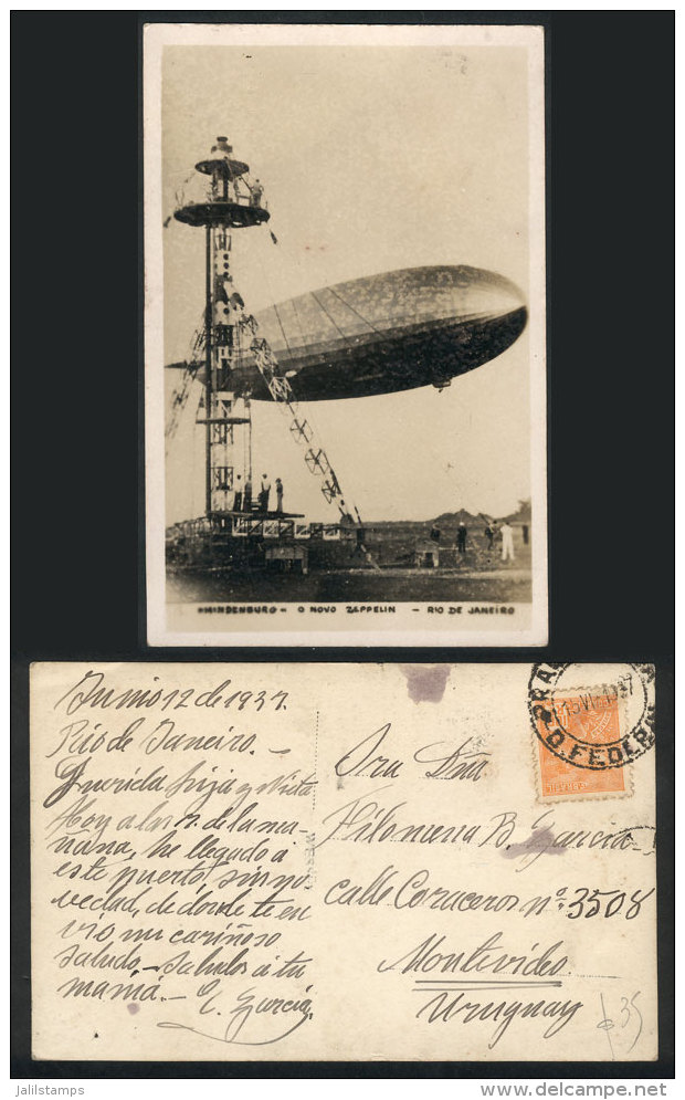 Postcard With Nice View Of The ZEPPELIN, Sent To Uruguay On 15/JUN/1937, VF Quality! - Autres & Non Classés