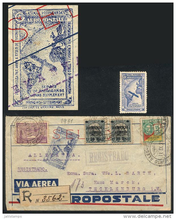 Registered Airmail Cover Sent From Porto Alegre To Germany On 11/SE/1931 By AIR FRANCE, With Special Blue... - Sonstige & Ohne Zuordnung