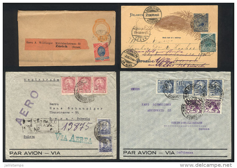 1901 To 1948: 25 Covers/stationery Letters Sent To Switzerland, With Some Nice Postages With Nice Combinations,... - Sonstige & Ohne Zuordnung