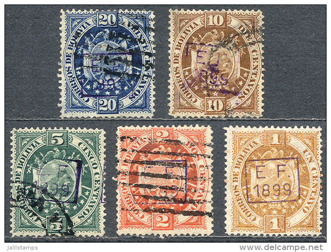 Sc.55/59, 1899 Complete Set Of 5 Overprinted Values, Used, VF Quality, Catalog Value US$202. - Bolivie