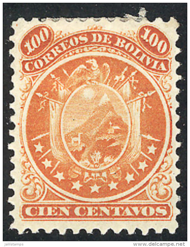 Sc.13, 1868/9 100c. Orange, Mint Original Gum, VF, Catalog Value US$80. - Bolivie