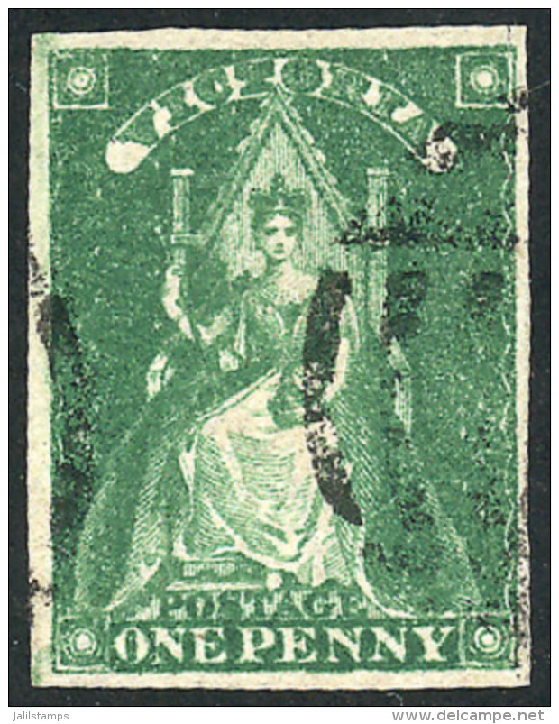 Sc.29, 1856 1p. Green, Used, VF Quality, Catalog Value US$42+ - Used Stamps