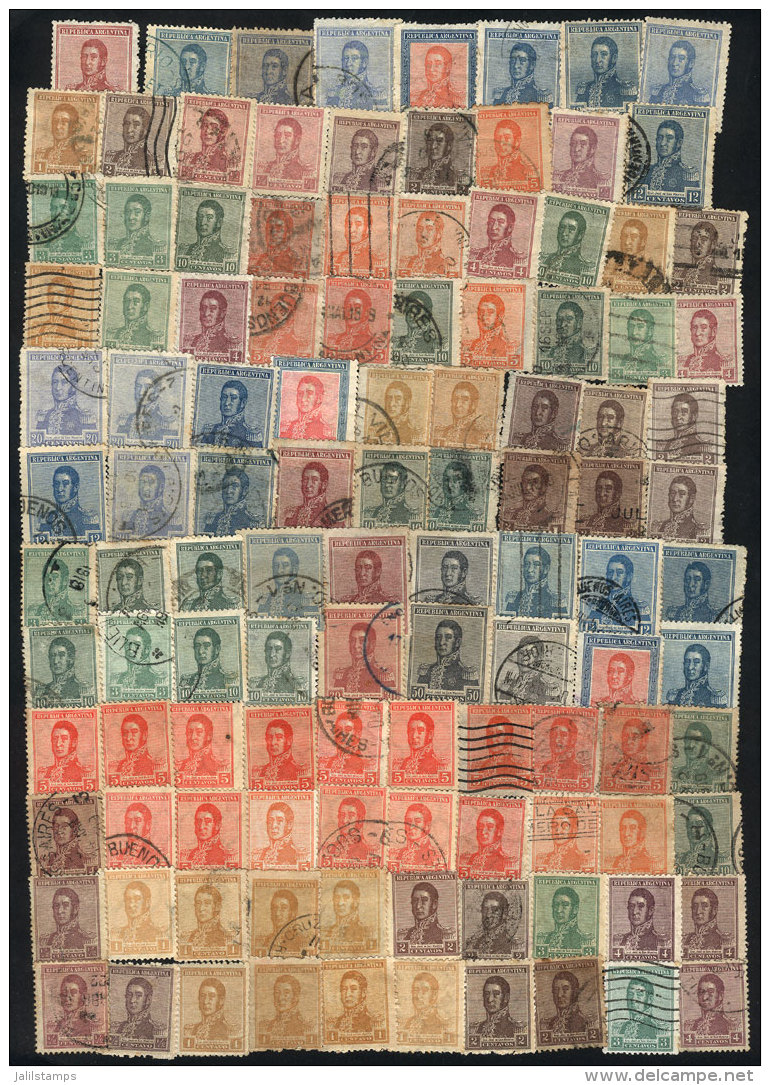 Lot Of Stamps Of The "San Martin" Issue (of 1917 With Wmk Honeycomb And Later), Unwatermarked, W.Bond (I Spotted... - Collections, Lots & Séries