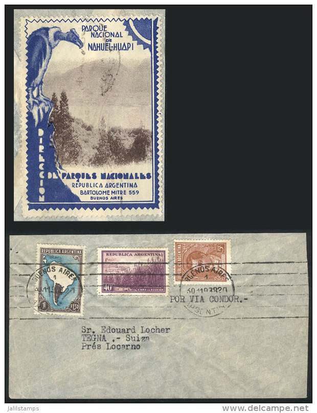 Airmail Cover Sent From Buenos Aires To Tegna (Switzerland) On 30/NO/1938 Franked With 1.45P., With A Beautiful... - Autres & Non Classés