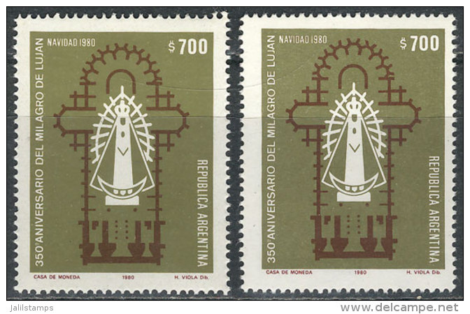 GJ.1971A, 1980 Virgin Of Lujan, Variety: Printed On UNSURFACED PAPER, MNH, Excellent Quality. Along An Example... - Sonstige & Ohne Zuordnung