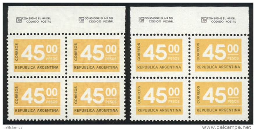 GJ.1730A, 1976 Figures 45P., Block Of 4 On Unsurfaced Paper With Casa De Moneda Wmk, Along An Example On Normal... - Sonstige & Ohne Zuordnung