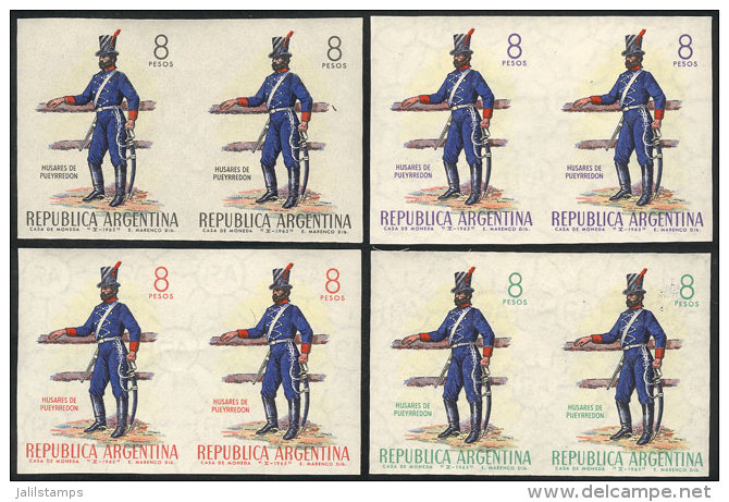 GJ.1325P, 1965 Army Day, IMPERFORATE PAIR. Also 3 Other Imperforate Pairs In Different Colors (proofs), Excellent... - Autres & Non Classés