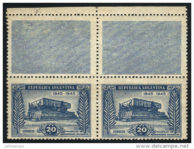 GJ.925CA, Block Of 2 Stamps + 2 Labels, The Left One With RETOUCH, Very Fine! - Autres & Non Classés