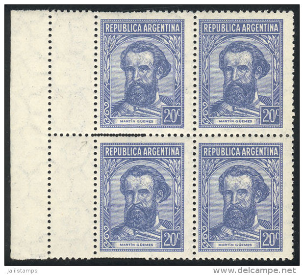 GJ.754, Block Of 4 With DOUBLE PERFORATION In The Left Margin, Producing 2 Small Labels, VF Quality! - Autres & Non Classés