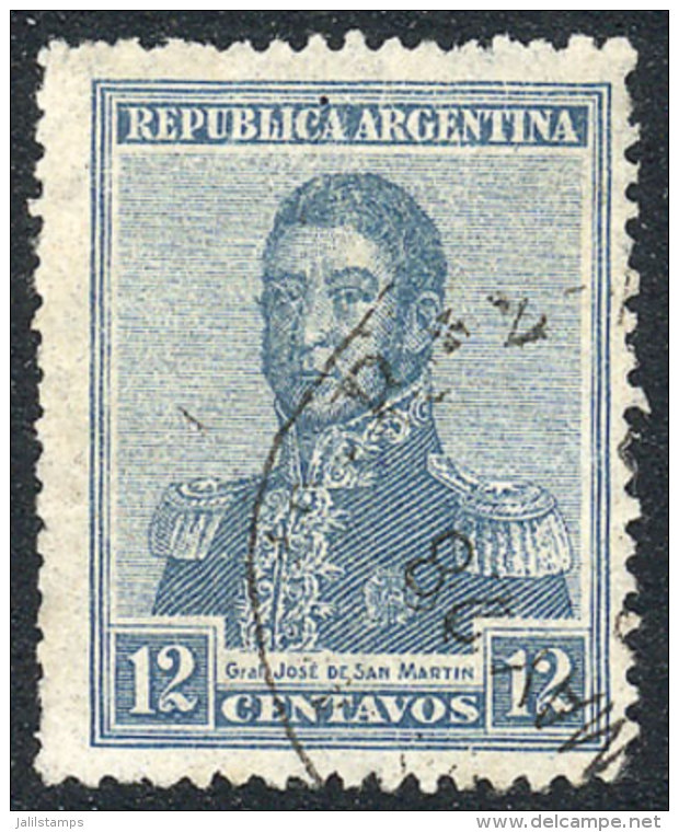 GJ.518, 1920 12c. San Martín, FISCAL SUN Watermark, Used, VF Quality, Rare, Catalog Value US$200. - Autres & Non Classés