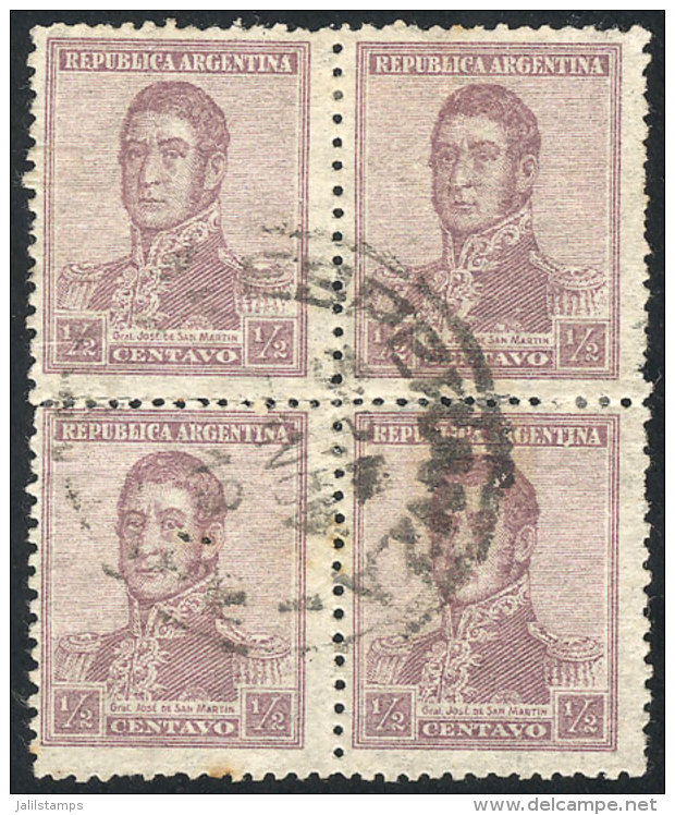 GJ.479, 1918 &frac12;c. San Martín With W. BOND Watermark In The 4 Stamps, VF And Extremely Rare! Used... - Sonstige & Ohne Zuordnung