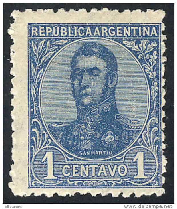 GJ.288, 1908 San Martín In Oval 1c. BLUE, Unissued, MNH And Signed By Victor Kneitschel On Back, Superb, Few... - Sonstige & Ohne Zuordnung