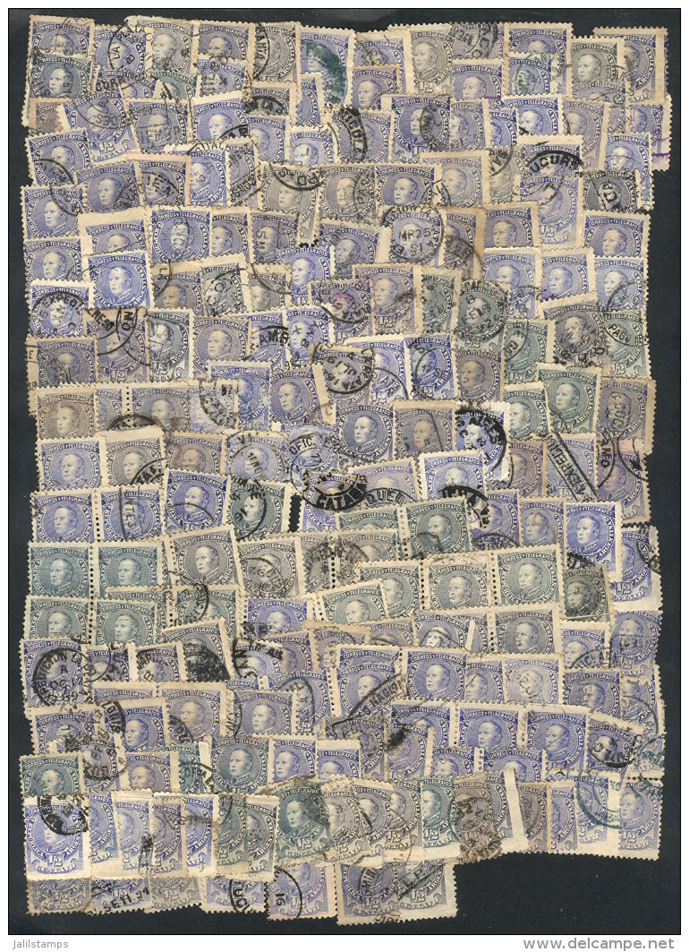 GJ.97 + 97A, &frac12;c. Urquiza, Approximately 1,900 Used Stamps, Most Of Very Fine Quality, Perfect Lot To Look... - Autres & Non Classés