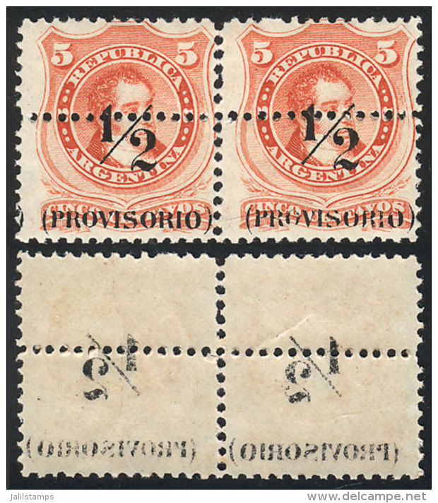 GJ.57, Pair With Variety: OFFSET Impression Of The Overprint On Back, Excellent Quality! - Autres & Non Classés