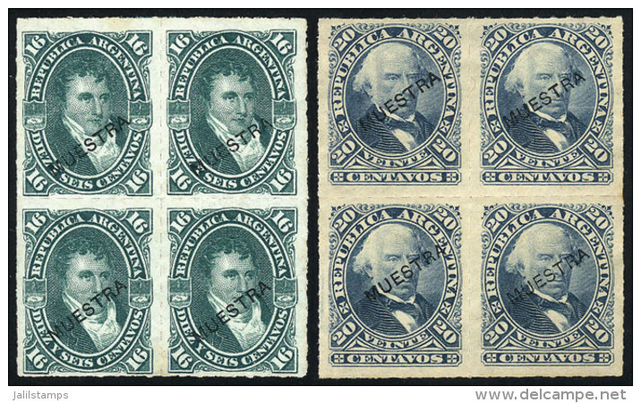 GJ.50 + 51, Blocks Of 4 With MUESTRA Overprint, VF Quality! - Autres & Non Classés