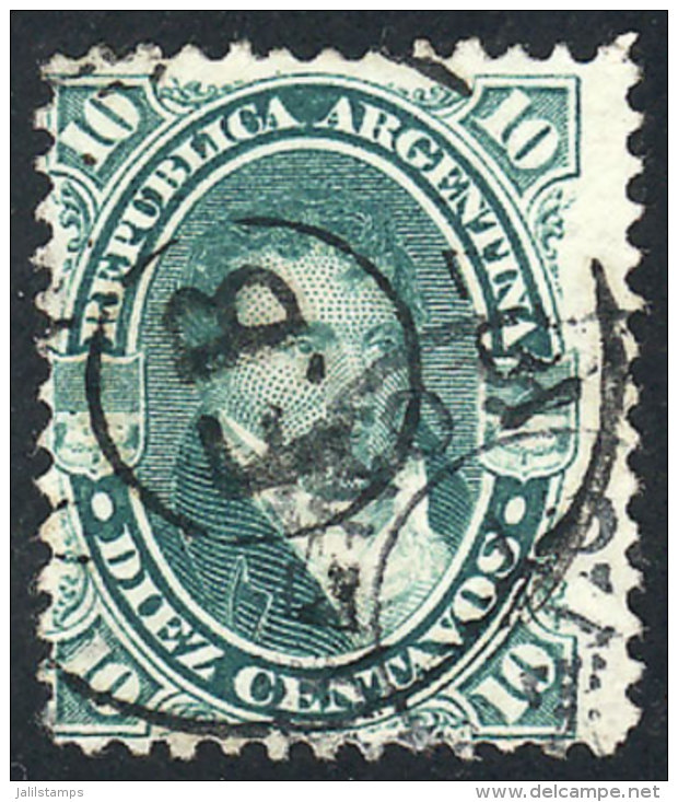 GJ.39b, 10c. Belgrano With Vertically Laid Paper, With Rare 'F.B' Cancel, VF! - Autres & Non Classés