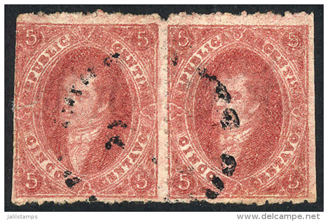 GJ.25, Pair From 4th Printing With Rimless Datestamp Of Buenos Aires, The Left Stamp With A Repaired Tear, Else... - Gebraucht