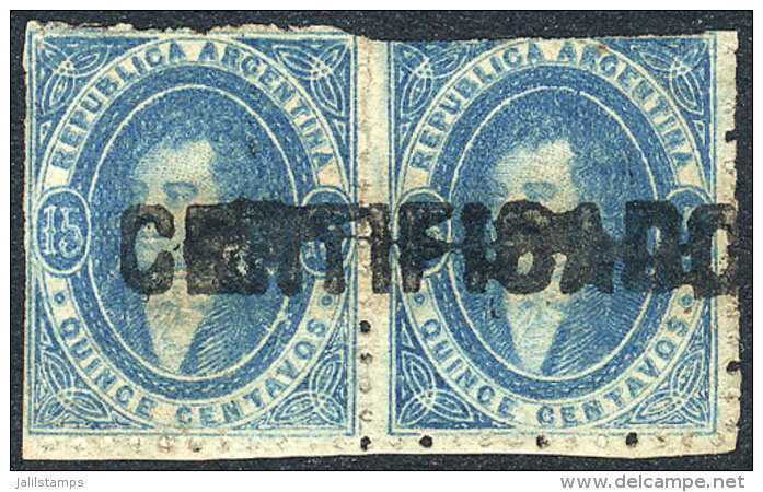 GJ.24, Beautiful Pair With Straightline CERTIFICADO Cancel, Very Nice! - Oblitérés