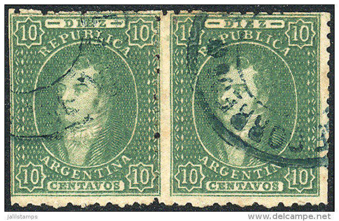GJ.23, Pair Of 10c. Dull Impression, Excellent Quality! - Neufs