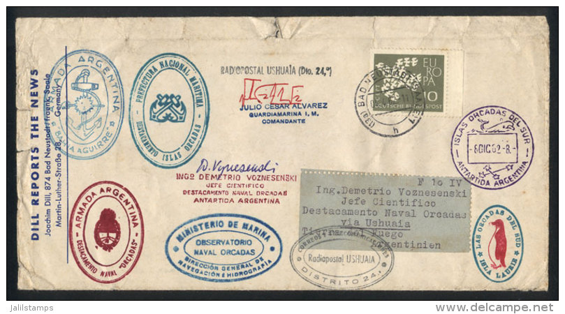 Cover Sent From Germany To The Chief Scientist In The Orkneys Station On 4/AP/1962, With Several Transit And... - Autres & Non Classés