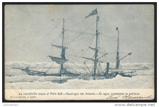 Swedish Expedition To The South Pole, Wreck Of The 'Antarctic' - Water Flooding The Deck, Edited By La... - Argentinien