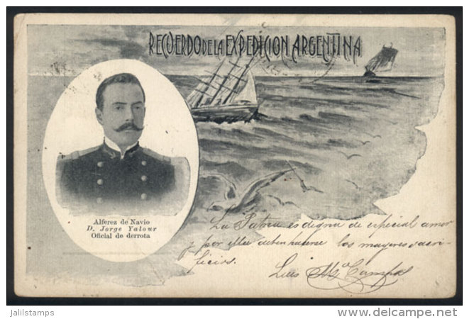 Souvenir Of The Argentine Expedition To The South Pole &amp; Sub-Lieutenant Jorge Yalour, Navigation Officer. Used... - Argentinien