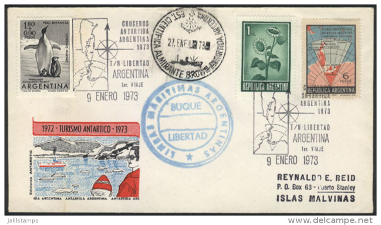 9/JA/1973 Tourist Cruises To Antarctica, FIRST TRIP Of The Cruiser Libertad, With Special Handstamps And Postmark... - Sonstige & Ohne Zuordnung