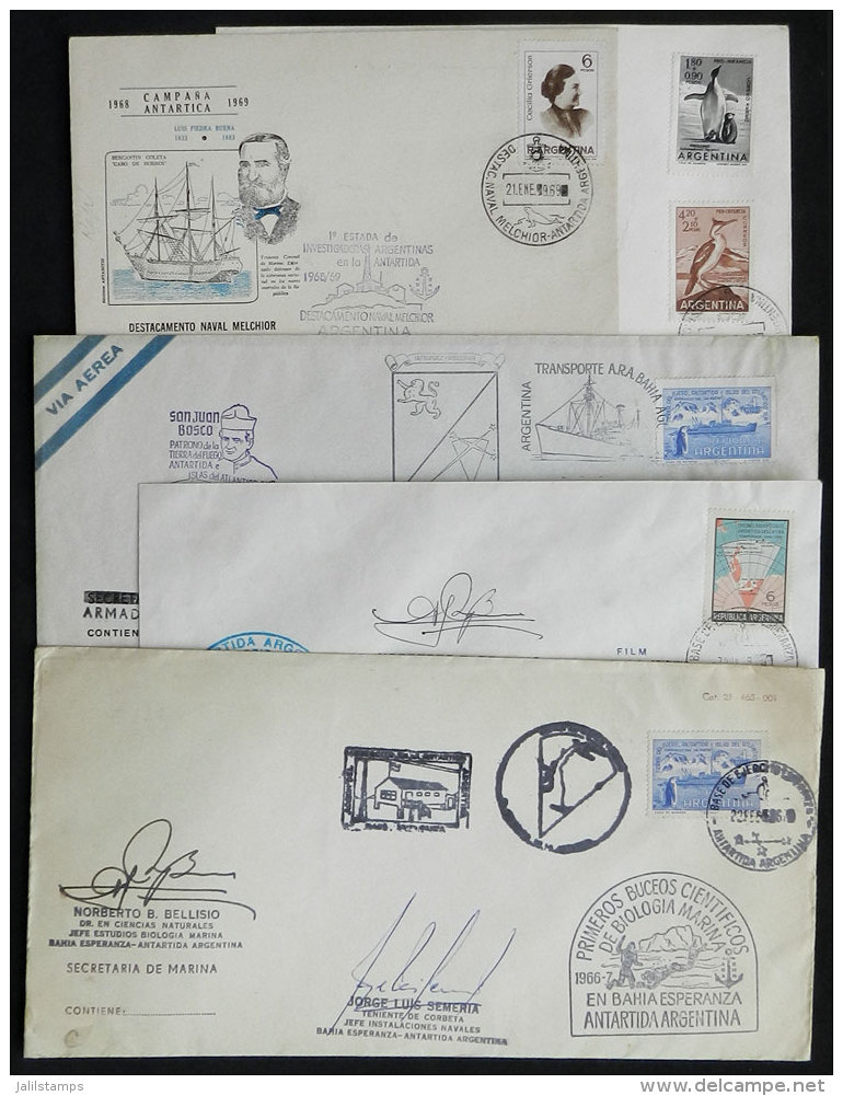 5 Covers Used Between 1966/1969, With Postmarks Of Antarctic Stations And Other Handstamps Commemorating Antarctic... - Sonstige & Ohne Zuordnung