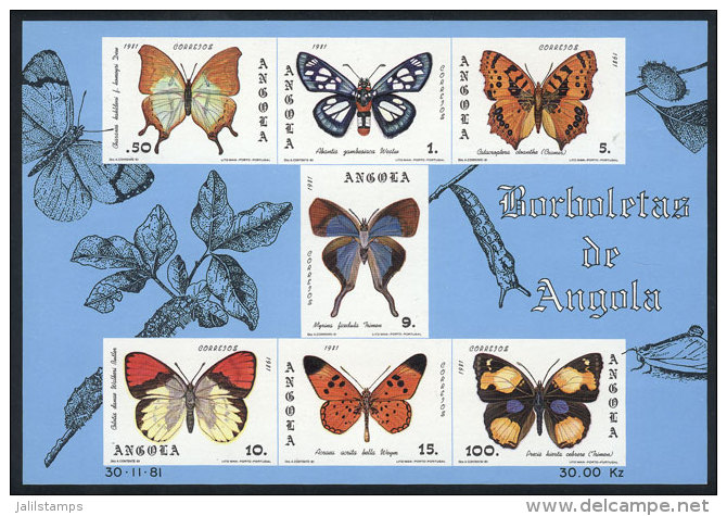 Sc.653a, 1982 Butterflies, Imperforate Souvenir Sheet, MNH, VF Quality! - Angola