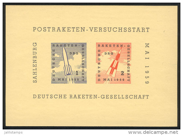Year 1959, Rockets, MNH Souvenir Sheet With 2 Values, Excellent Quality! - Neufs