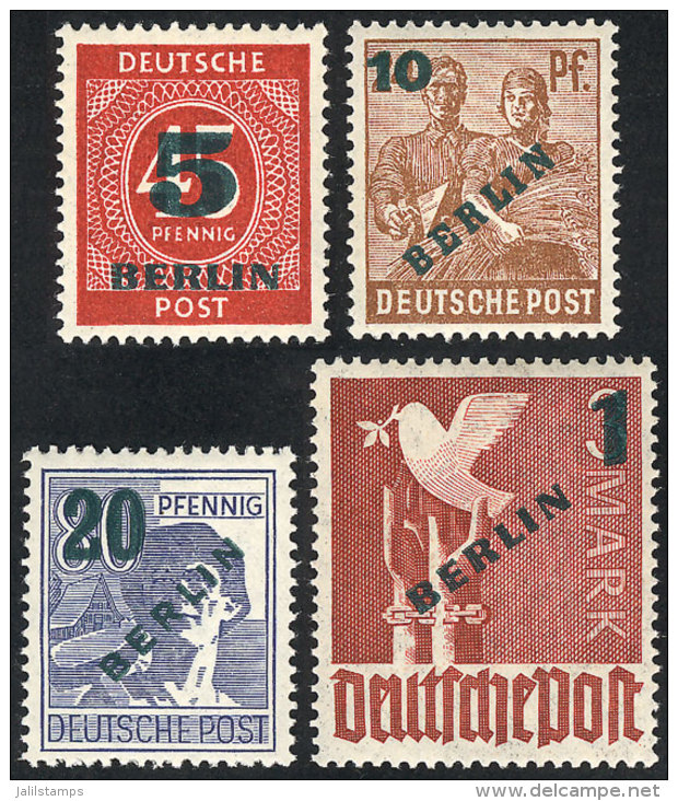 Sc.9N64/67, 1949 Complete Set Of 4 Overprinted Values, The High Value Is Unmounted And Perfect, The Rest With Marks... - Ungebraucht