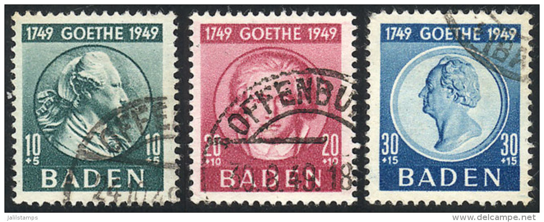 Sc.5NB12/14, 1949 Goethe, Complete Set Of 3 Used Values, VF Quality, Catalog Value US$83. - Andere & Zonder Classificatie