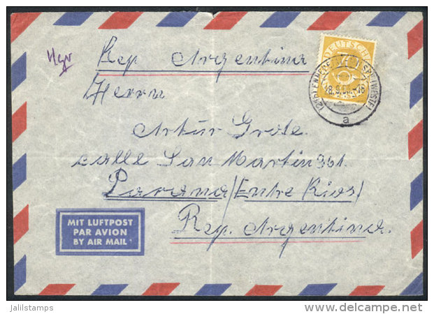 Airmail Cover Franked By Michel 136 Alone, Sent To Argentina On 28/SE/1953, Fine Quality, Catalog Value Euros 180. - Andere & Zonder Classificatie