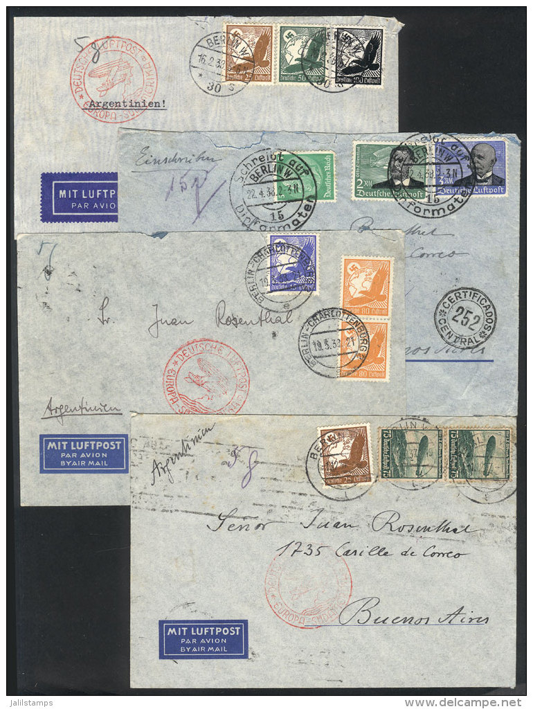 4 Airmail Covers Sent To Argentina Between 1937 And 1939, Fine To VF Quality, Nice Postages! - Sonstige & Ohne Zuordnung