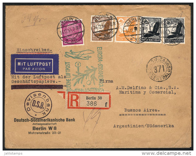 14/DE/1934 Berlin - Buenos Aires: Commercial Cover Sent By Registered Airmail, Franked With 3.45RM., With Special... - Other & Unclassified