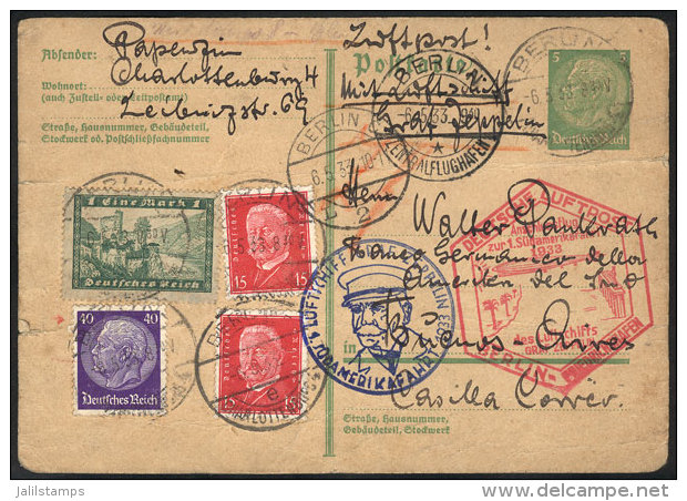 6/MAY/1933 Berlin - Argentina, By Zeppelin: Card Carried In The 1st Flight To South America Of 1933, Fine Quality,... - Autres & Non Classés