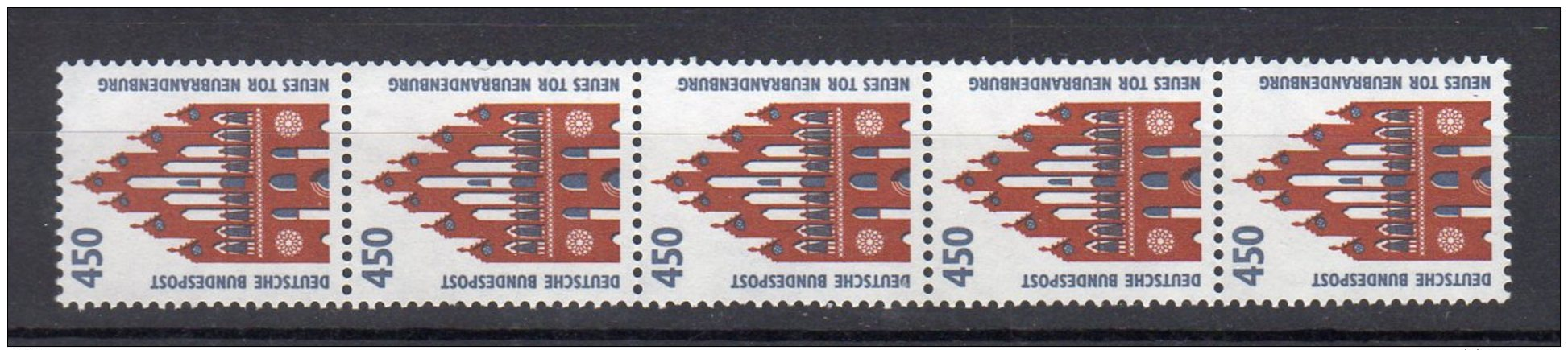 Bund  Rollenmarke    1623 ** Postfrisch  Mit Nr. Senkrecht  5er Streifen - Rollenmarken