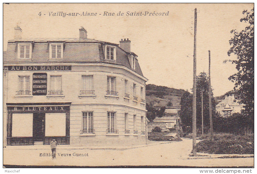 Vailly Sur Aisne - Rue De Saint Précord (Magasin "Au Bon Marché, Nouveautés, Confections, Vêtements Sur Mesure) Circ - Autres & Non Classés