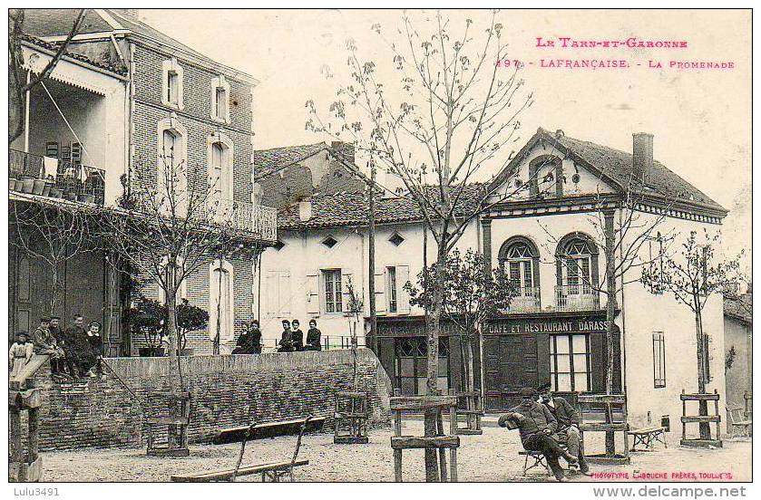 CPA - LAFRANCAISE (82) - Aspect Du Café-Restaurant Darasse Sur La Promenade En 1910 - Lafrancaise