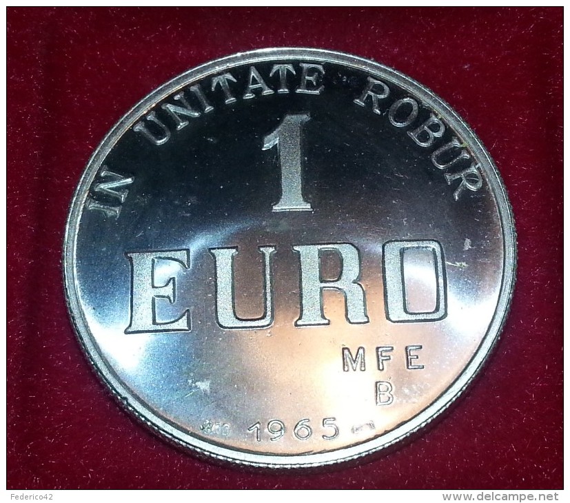 1 EURO ARGENTO 800/1000 PRECURSORE EURO MFE BOLOGNA 1965 IN UNITATE ROBUR - Prove Private