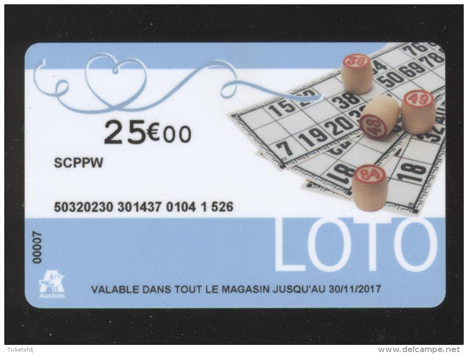 GIFT CARD - Carte Cadeau Auchan - LOTO - 25 &euro; - SCPPW - Cartes Cadeaux