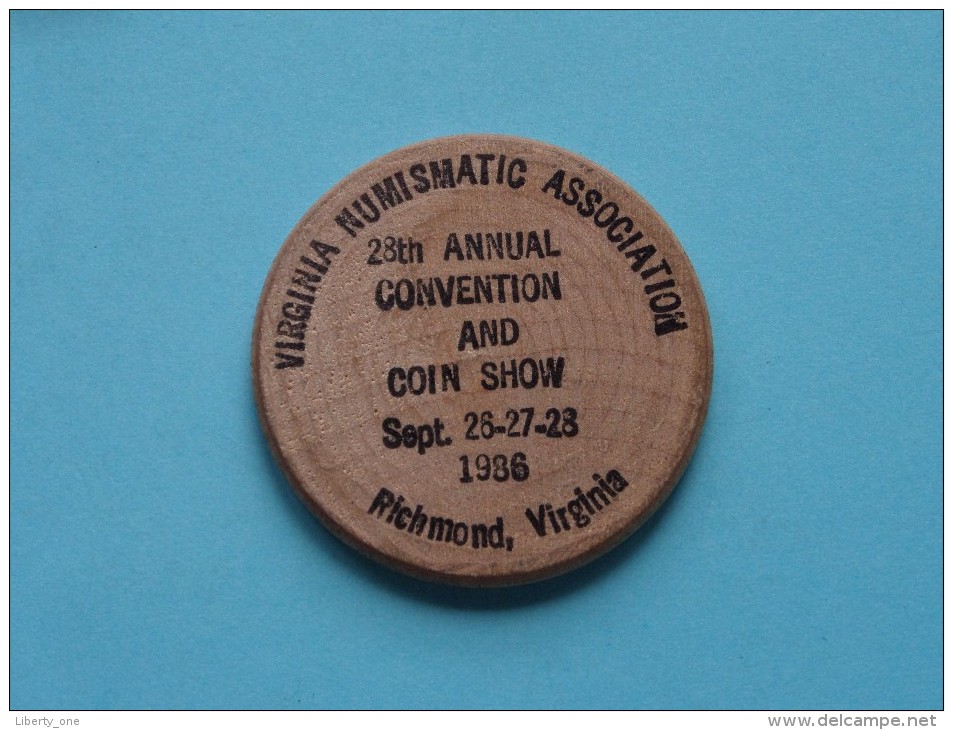 VIRGINIA NUMISMATIC ASSOCIATION 28th Annual Convention And Coin Show 1986 ( Wood ) ( Please See Photo ) !! - Sonstige & Ohne Zuordnung