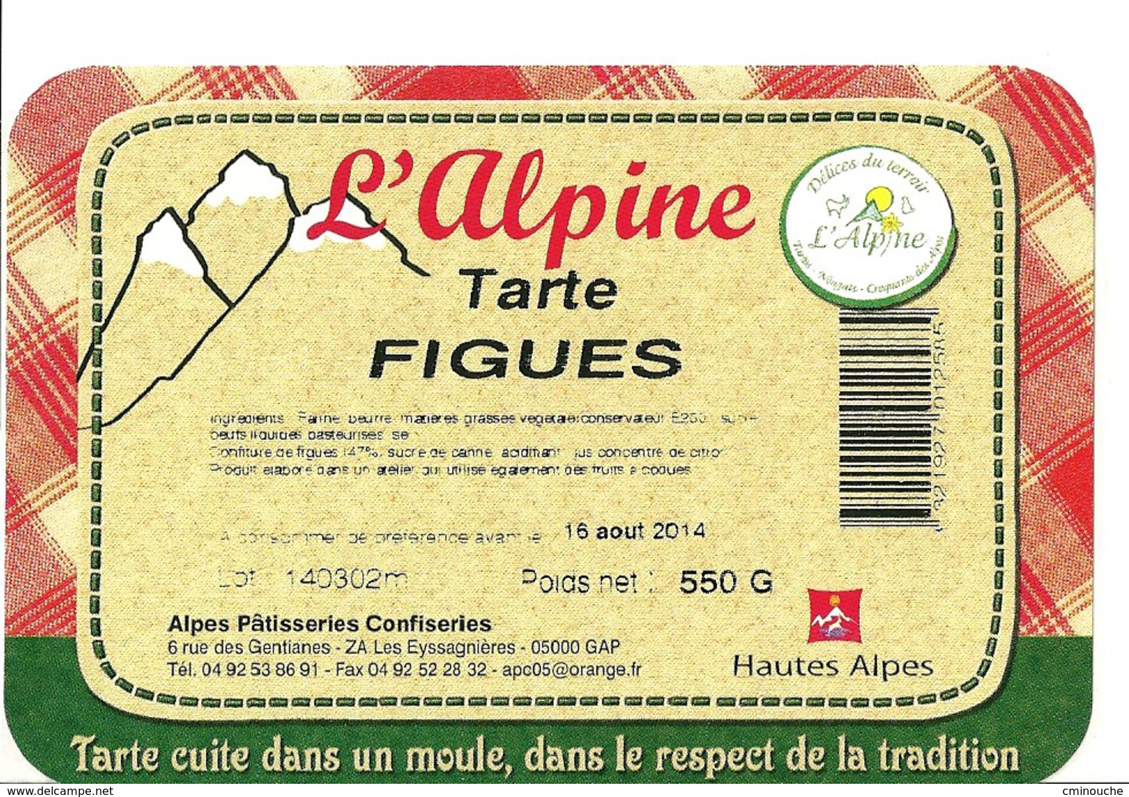 Etiquette Tarte Alpine Figues - Fruits & Vegetables