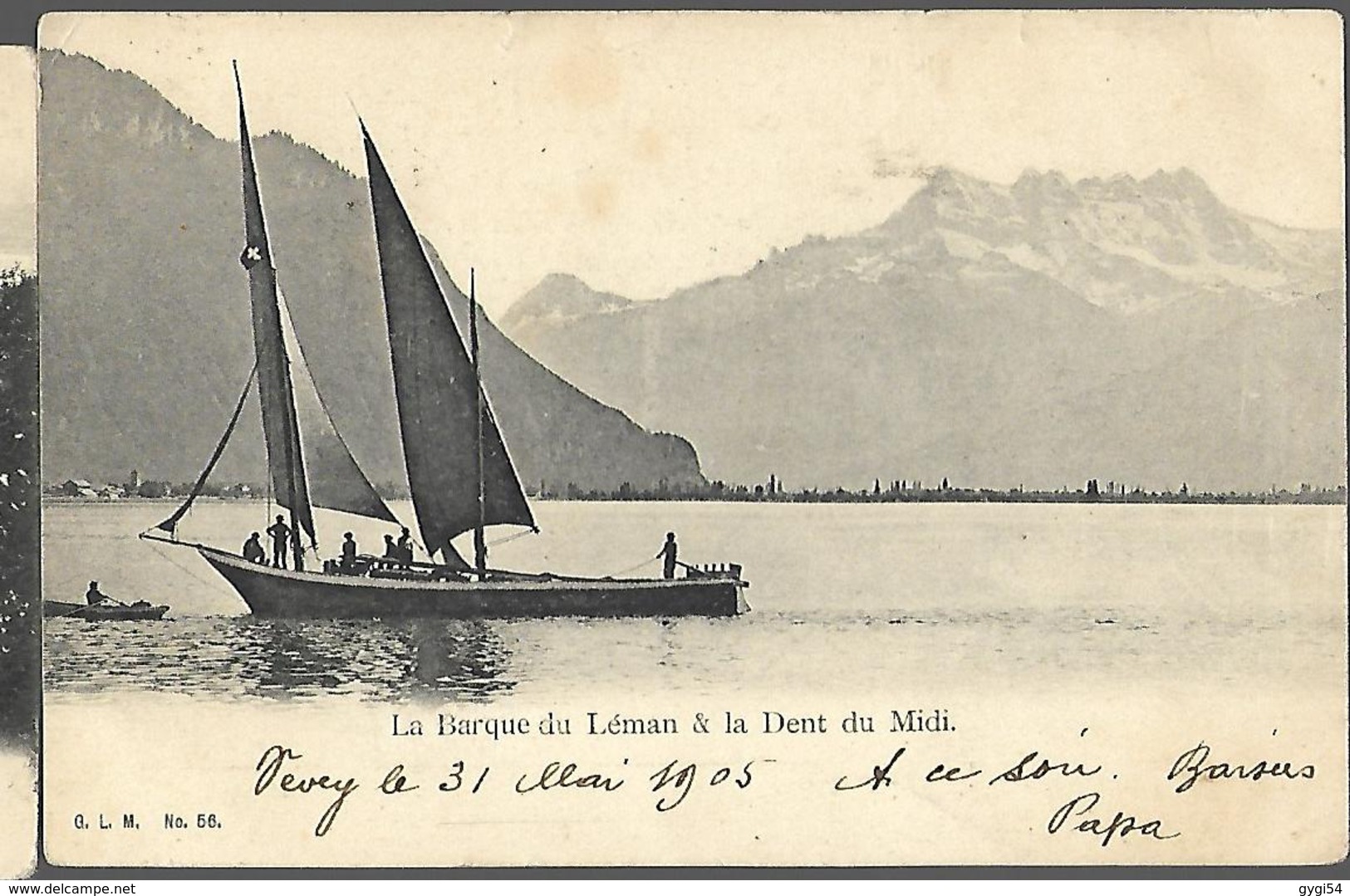 La Barque Du Léman & La Dent Du Midi  CPA 1905 - Autres & Non Classés